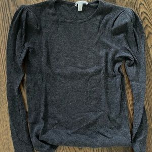 Autumn cashmere grey puff sleeve sweater